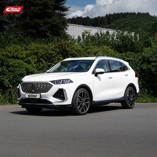 Ein weißer SUV parkt auf einer asphaltierten Straße. Im Hintergrund sind Grünflächen, Bäume und ein Gebäude zu sehen. Das Fahrzeug ist schräg positioniert, sodass seine Front- und Seitenansicht gut zu sehen ist. Ein weißer SUV parkt auf einer asphaltierten Straße. Im Hintergrund sind Grünflächen, Bäume und ein Gebäude zu sehen. Das Fahrzeug ist schräg positioniert, sodass seine Front- und Seitenansicht gut zu sehen ist.