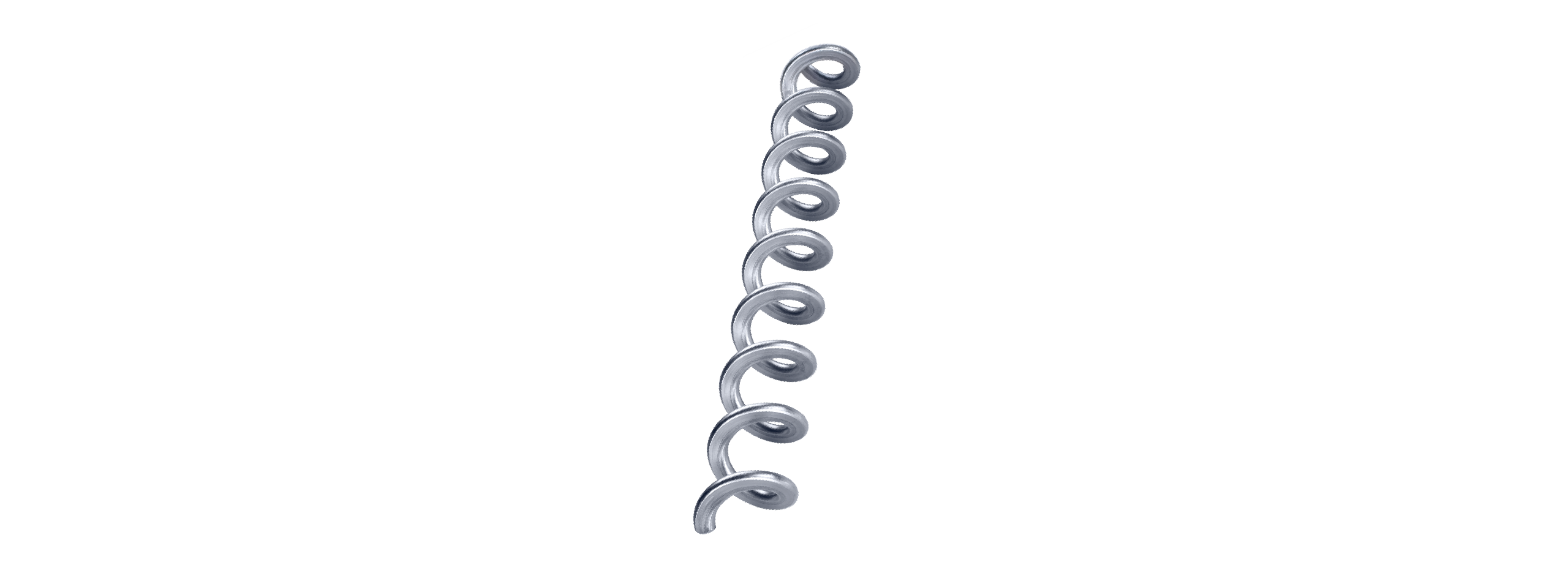 A metal coil spiral with labeled specifications, indicating an outer diameter of 30–90 mm, a minimum length of 25 meters, a maximum pitch equal to the outer diameter, round/rectangular cross-sections, and material standards EN 10270-1 SH & EN ISO 6931-1 (1.4310).