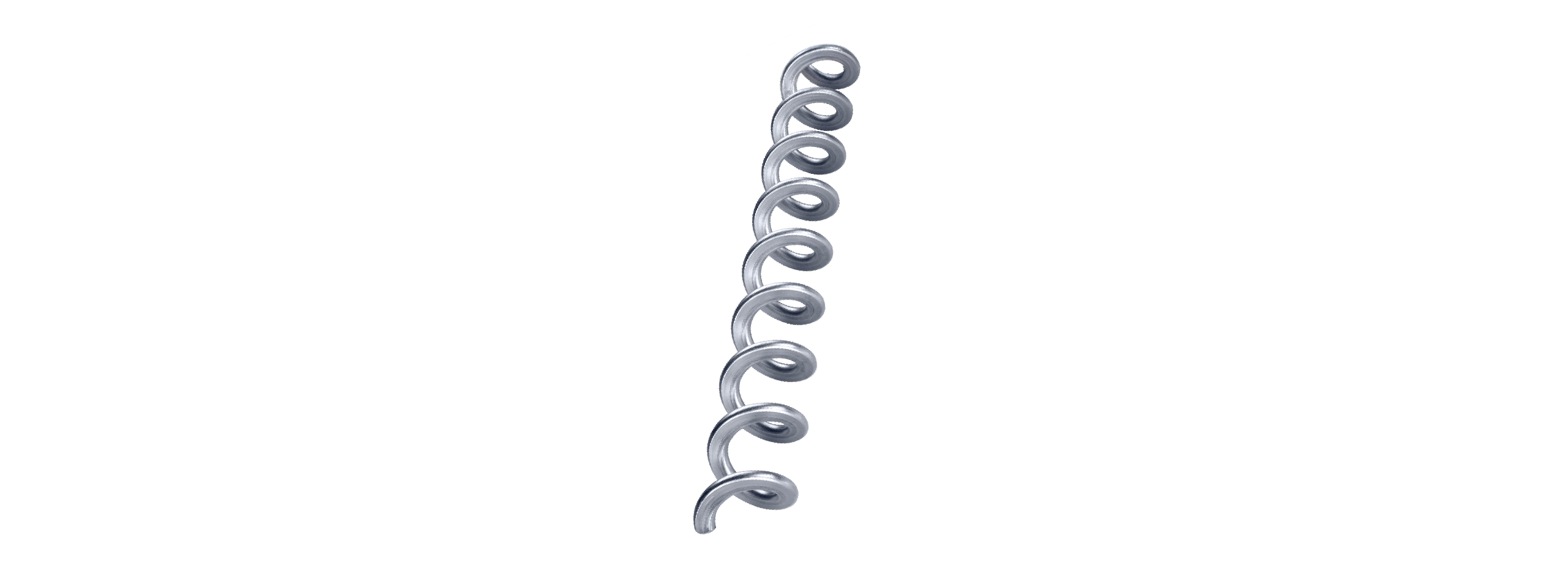 Ein Diagramm einer Metallspirale mit Angaben in deutscher Sprache, in dem Merkmale wie Außendurchmesser (30-90 mm), Standardprofile (10×5 mm, 12×7 mm), Mindestlänge (25 m) und kompatible Materialformen (rund, rechteckig) aufgeführt sind.