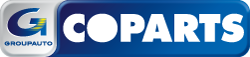 Logo with a stylized G and the text GROUPAUTO on the left, and bold white text COPARTS on a blue rectangular background on the right.