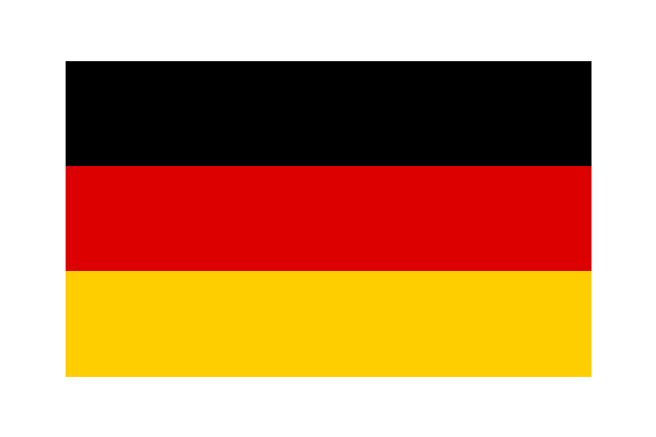 Die Flagge Deutschlands mit drei horizontalen Streifen: oben schwarz, in der Mitte rot und unten goldfarben.